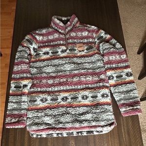 Men’s Western Print Fleece ¾ Zip Sweater